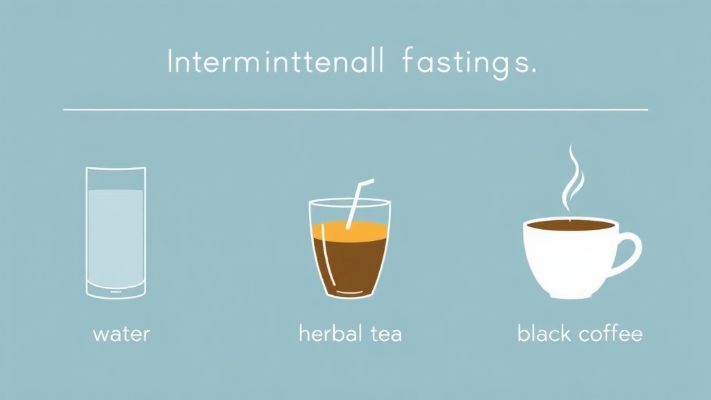 단식 기간 중 섭취 가능한 물과 차 종류를 나열하여 수분 보충의 중요성을 강조하는 이미지